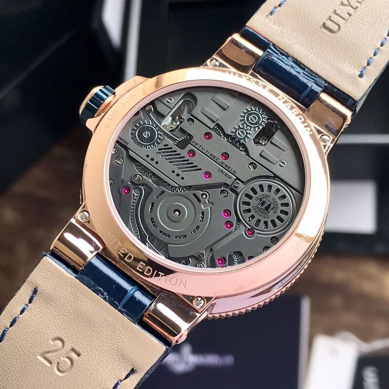 Ulysse Nardin MARINE MEGA YACHT Mens Stainless Steel Black & Rose-gold Dial Automatic Mens Watch