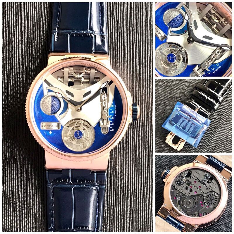 Ulysse Nardin MARINE MEGA YACHT Mens Stainless Steel Black & Rose-gold Dial Automatic Mens Watch