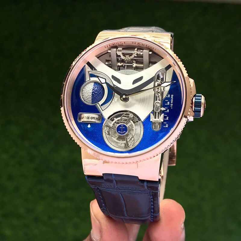 Ulysse Nardin MARINE MEGA YACHT Mens Stainless Steel Black & Rose-gold Dial Automatic Mens Watch