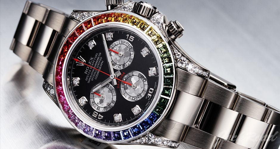 Rolex Daytona Rainbow Stainless Steel Japanese Automatic Mens Watch