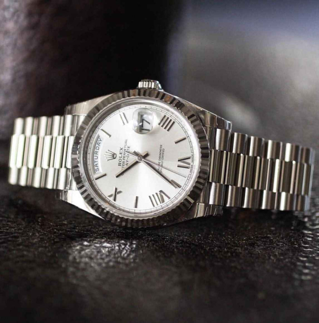 Rolex Day Date 41 Stainless Steel White Dial Japanese Master Quality Mens Watch