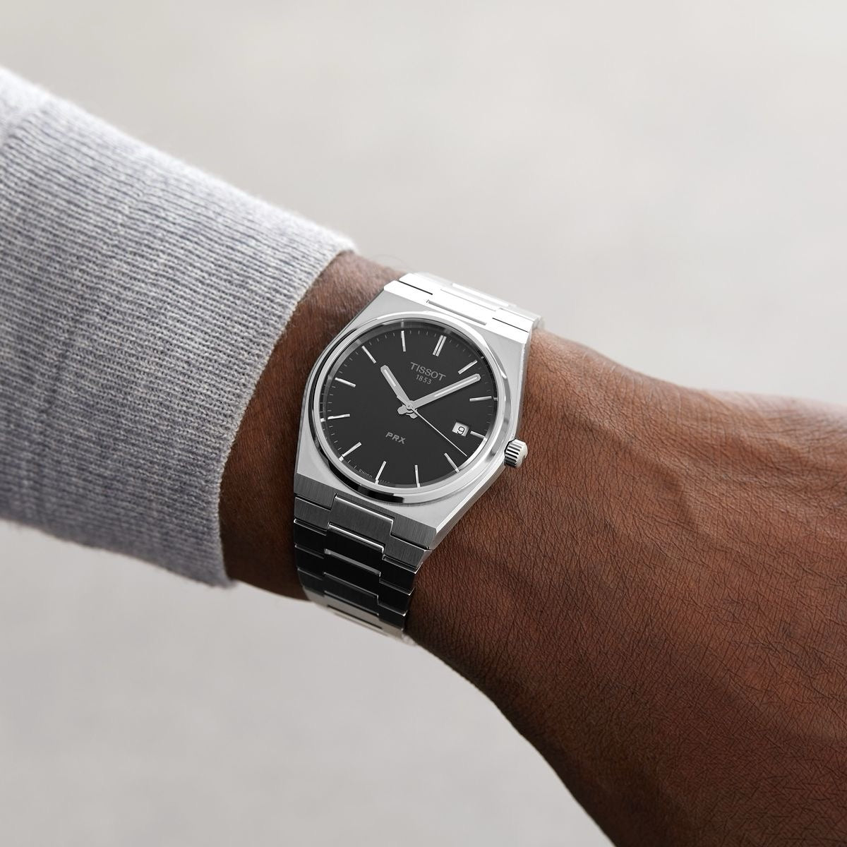 Tissot PRX T-Classic Stainless Steel Black Dial Japanese Quartz Mens Watch