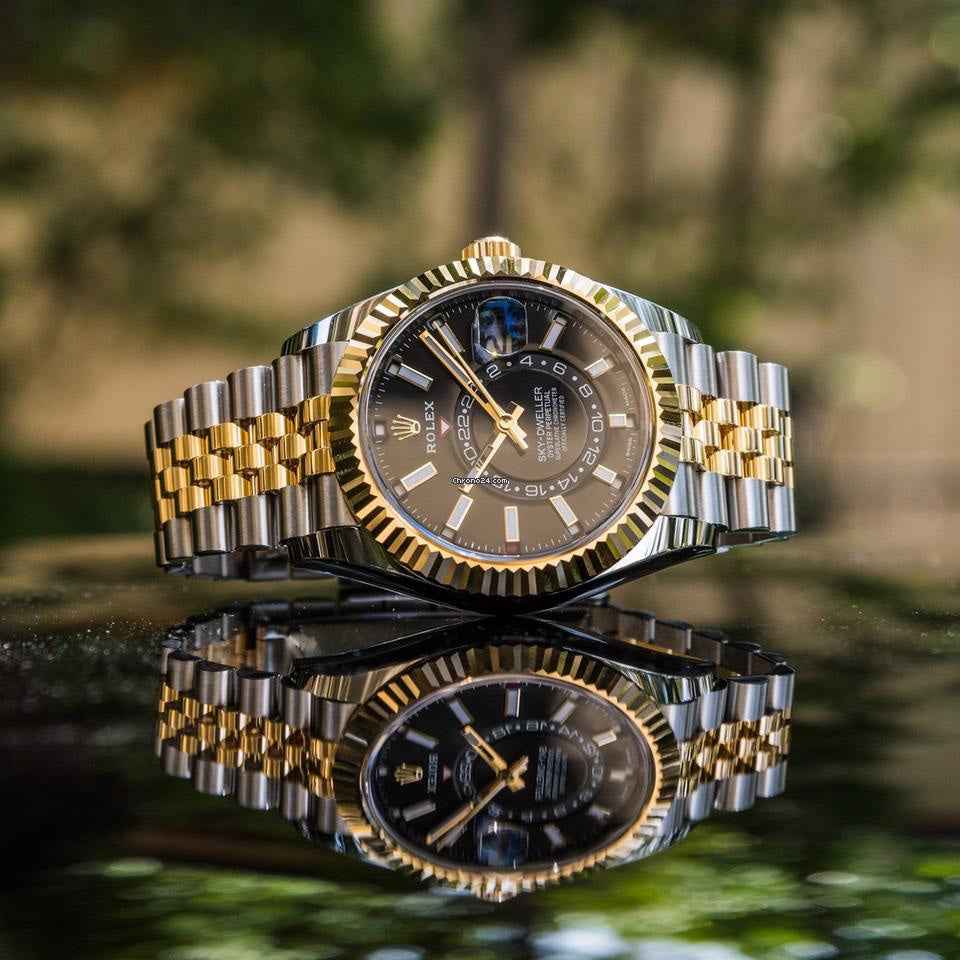 Rolex SkyDweller Black Dial Two Tone Jubli Chain Automatic Men’s Watch