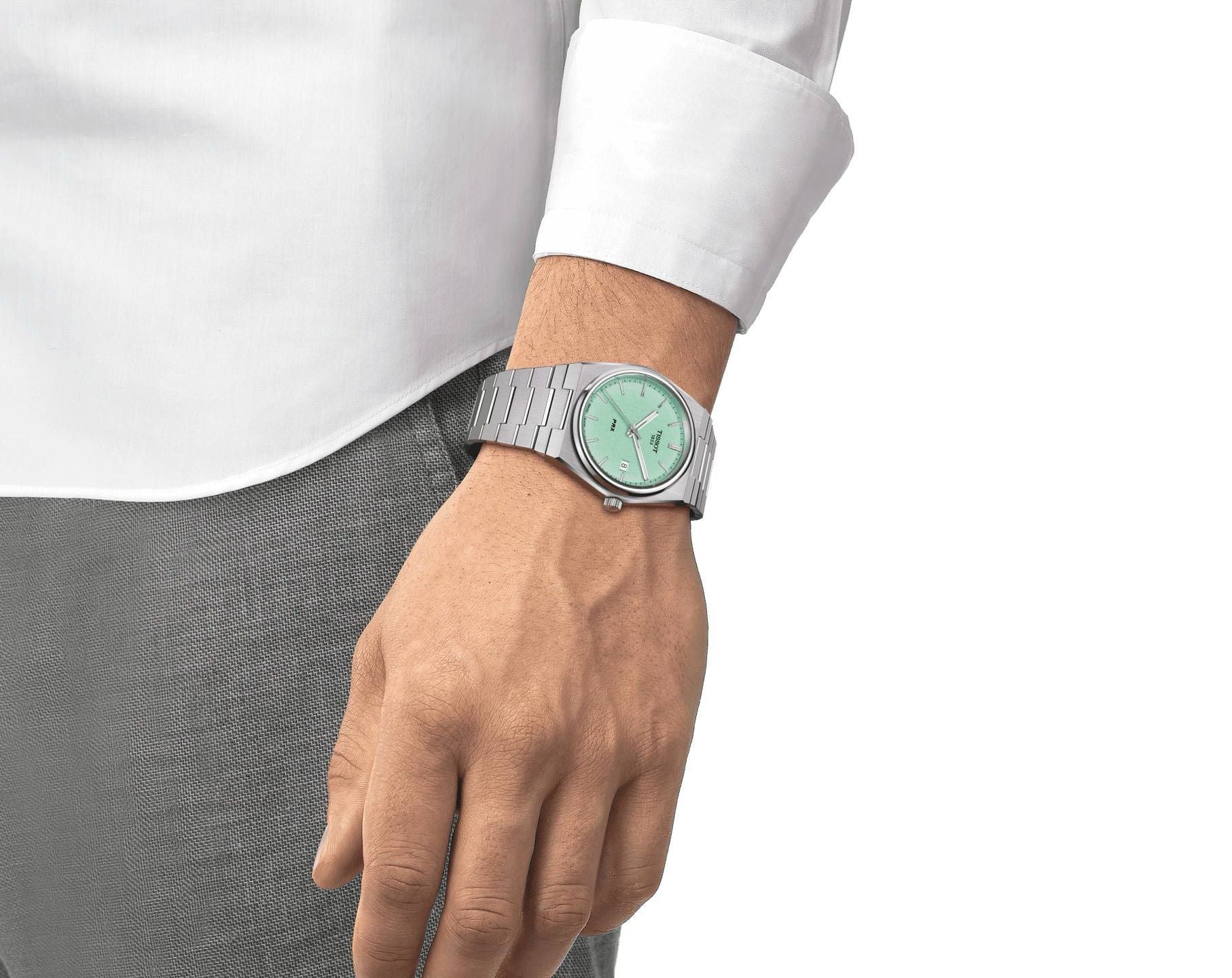 Tissot PRX T-Classic Tiffany Mint Japanese Quartz Movement Stainless Steel Watch