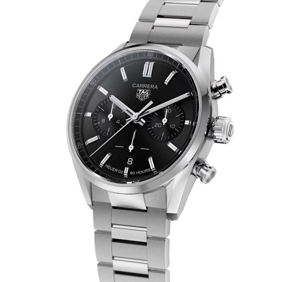 Tag Heuer Grand Carrera Black Dial & Stainless Steel Strap Japanese Master Quality Men’s Watch