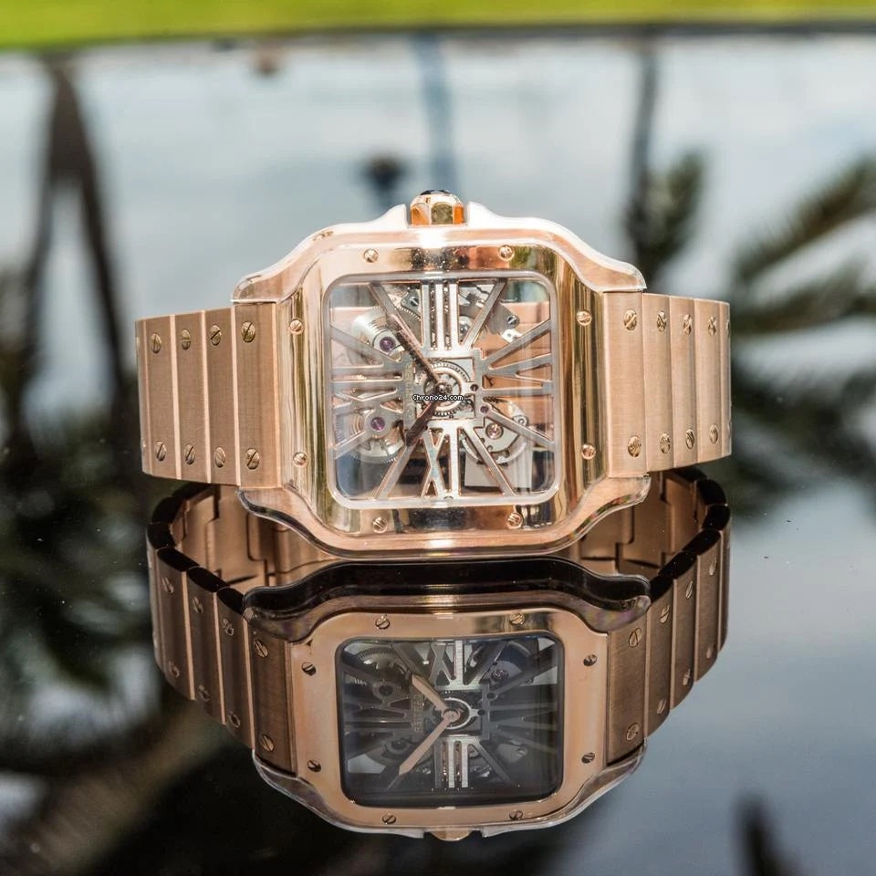 Cartier Santos De Skeleton Rosegold Automatic Men’s Watch