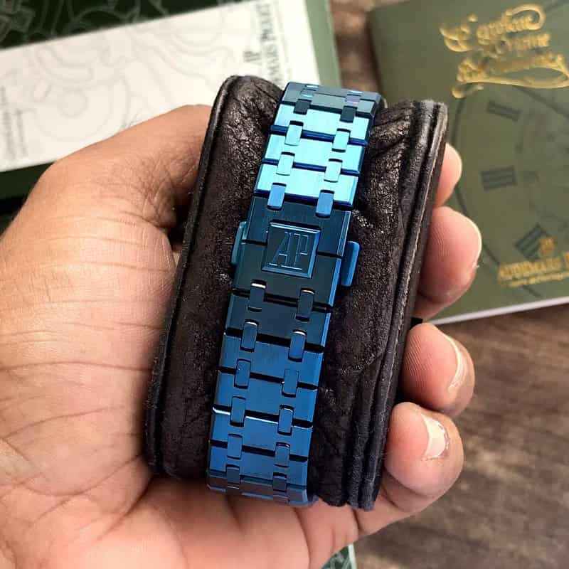 Audemars Piguet Royal Oak Double Balance Wheel Open worked Full Blue Skeleton Dial Automatic Mens Watch - Therealtime