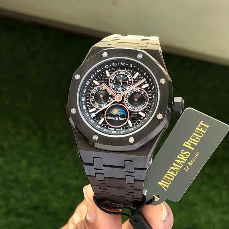 Audemars Piguet Perpetual Calendar Open Worked Full Black Automatic Mens Watch - Therealtime