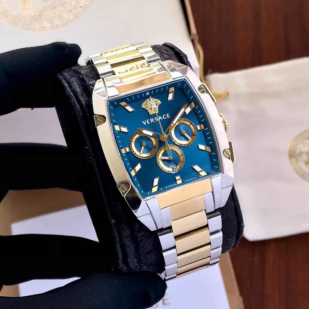 Versace VE6H00723 Two Tone Blue Dial Japanese Quartz Mens Watch