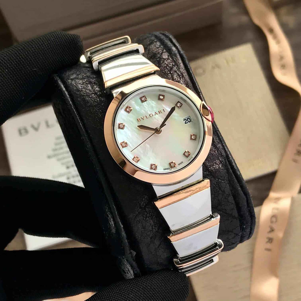 Bvlgari Lvcea White Mother of Pearl Dial Premium Womens Watch - Therealtime