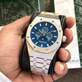 Audemars Piguet Royal Oak 41 Perpetual Calendar Ultra-Thin Silver Blue Dial Automatic Mens Watch - Therealtime