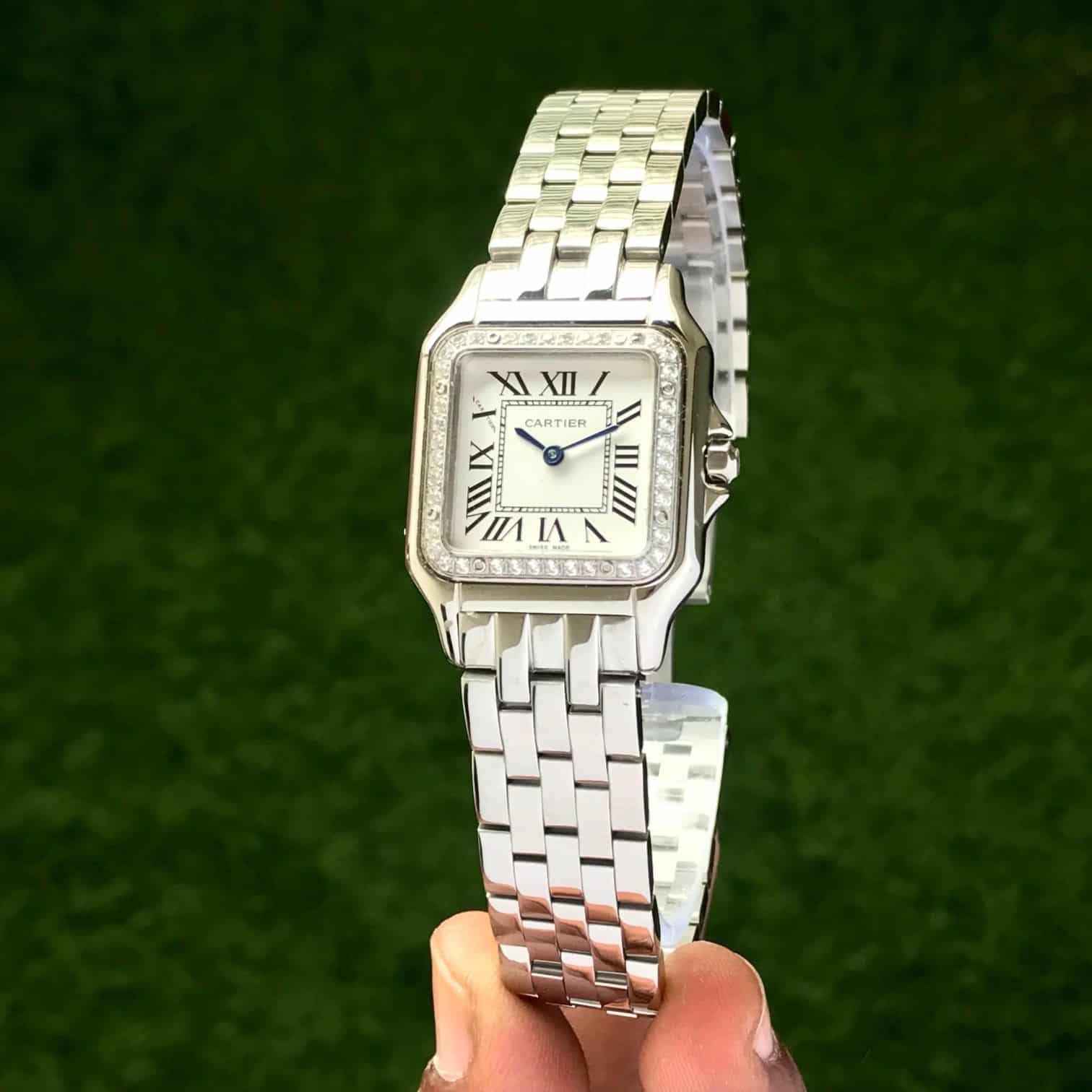 Cartier De Panthere Silver White Dial Premium Stainless Steel Womens Watch - Therealtime