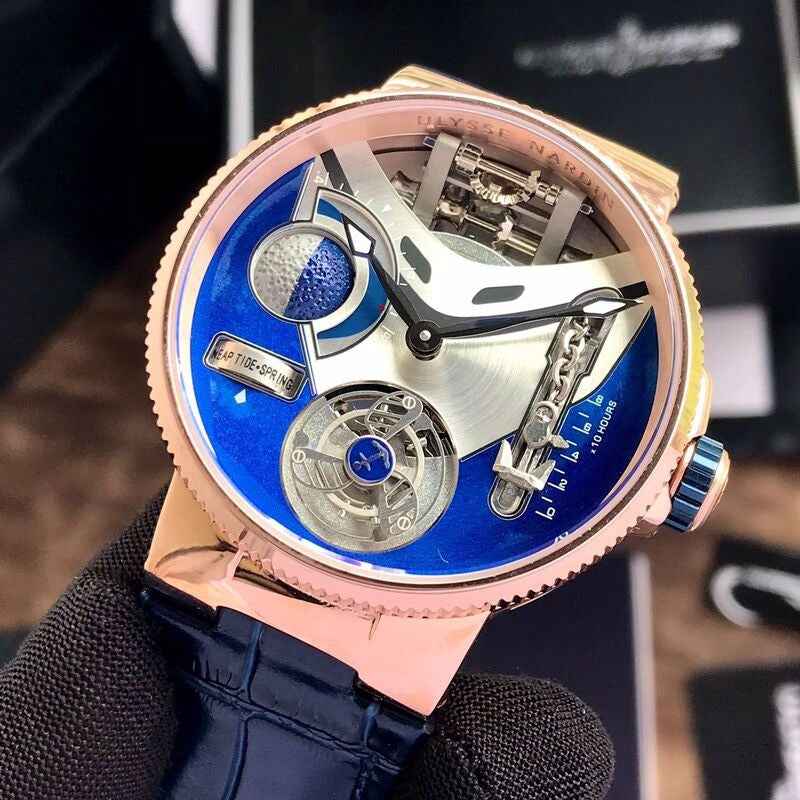 Ulysse Nardin MARINE MEGA YACHT Mens Stainless Steel Black & Rose-gold Dial Automatic Mens Watch