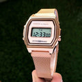 Casio Vintage Gold A700WM-7ADF Digital Dial Stainless Steel Mesh Band - Therealtime