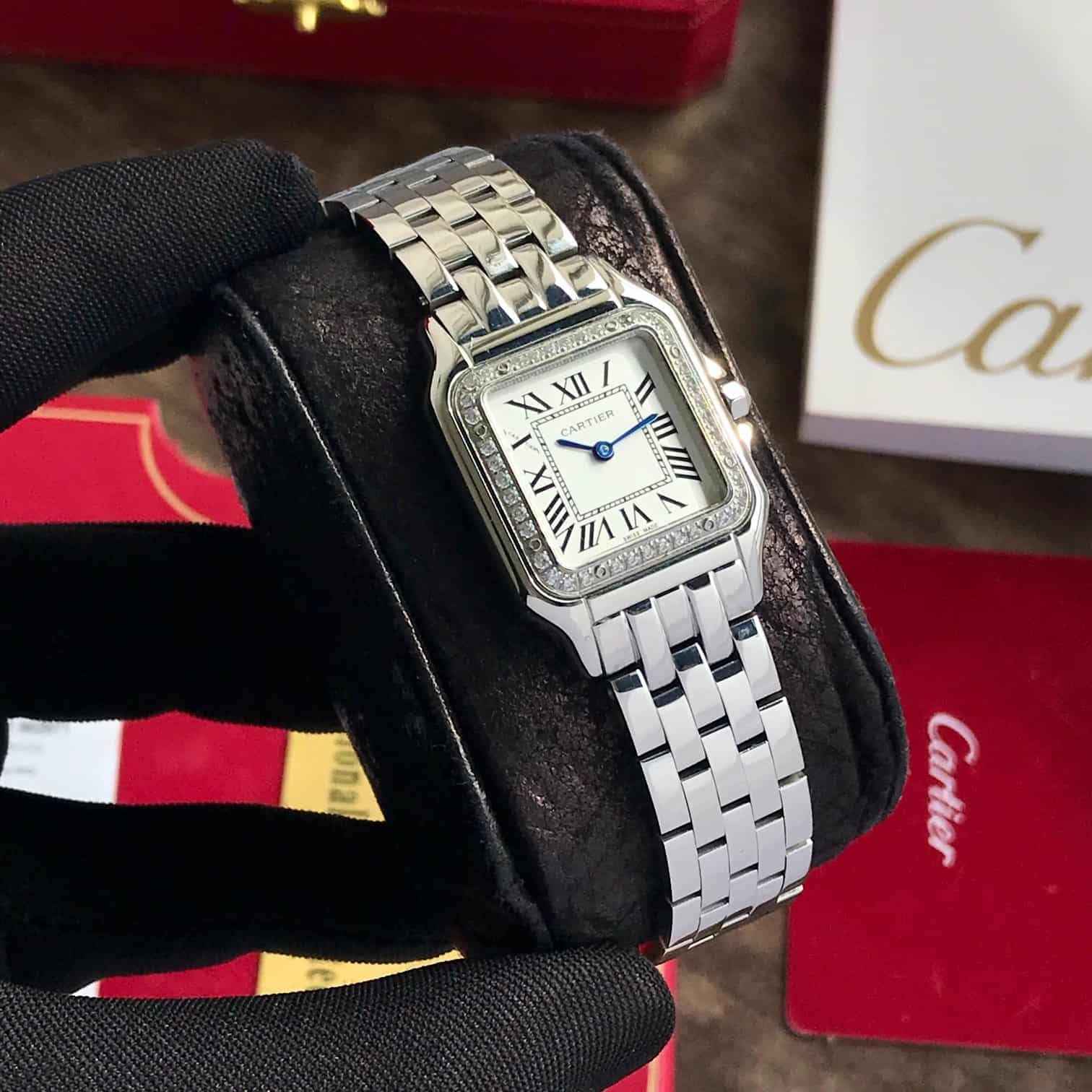 Cartier De Panthere Silver White Dial Premium Stainless Steel Womens Watch - Therealtime