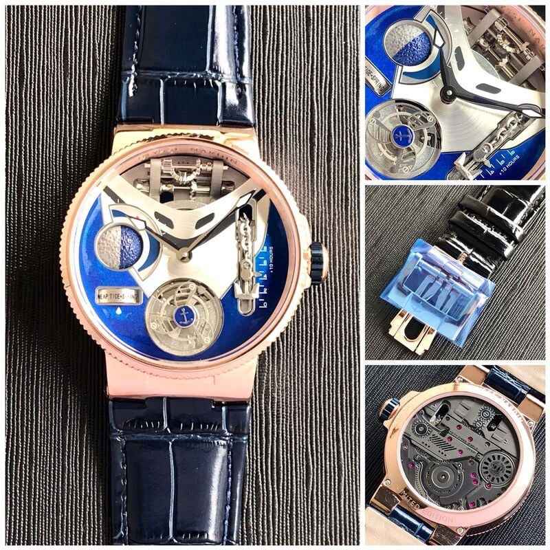 Ulysse Nardin MARINE MEGA YACHT Mens Stainless Steel Black & Rose-gold Dial Automatic Mens Watch
