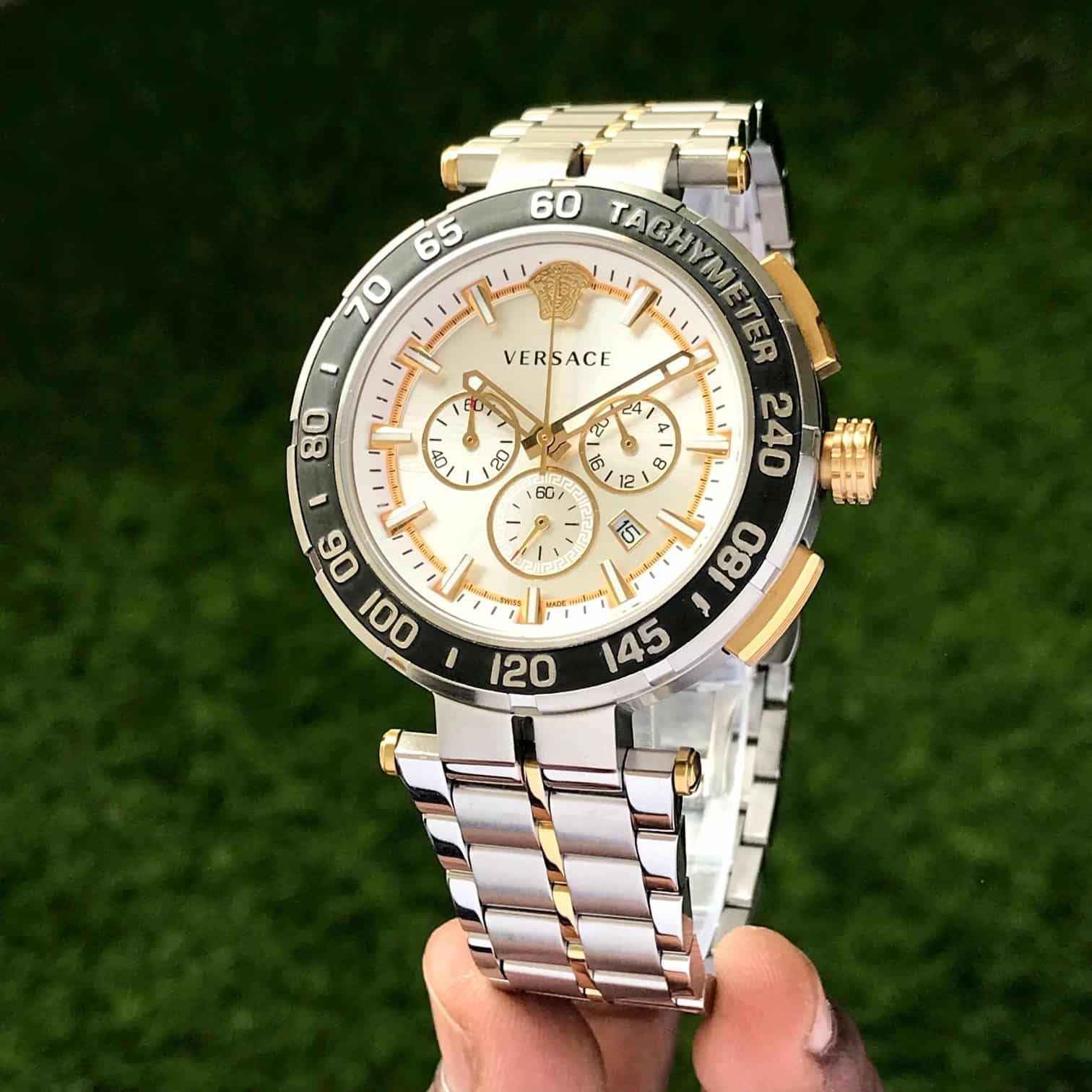 Versace Essential Black Dial VEK400621 Stainless Steel Analogue Watch For Mens