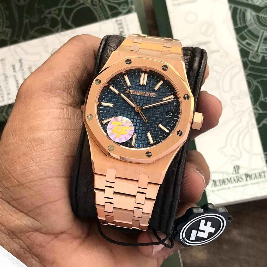 Audemars Piguet Royal Oak Offshore Rosegold Black Blue Metal Chain Swiss ETA 1:1 Automatic Movement Men’s Watch