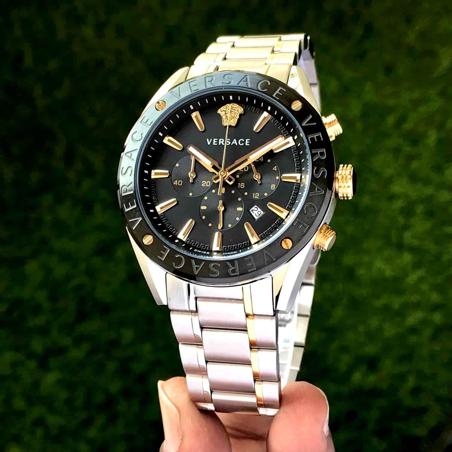 VERSACE Male Black Stainless Steel Chronograph Watch VEHB00619