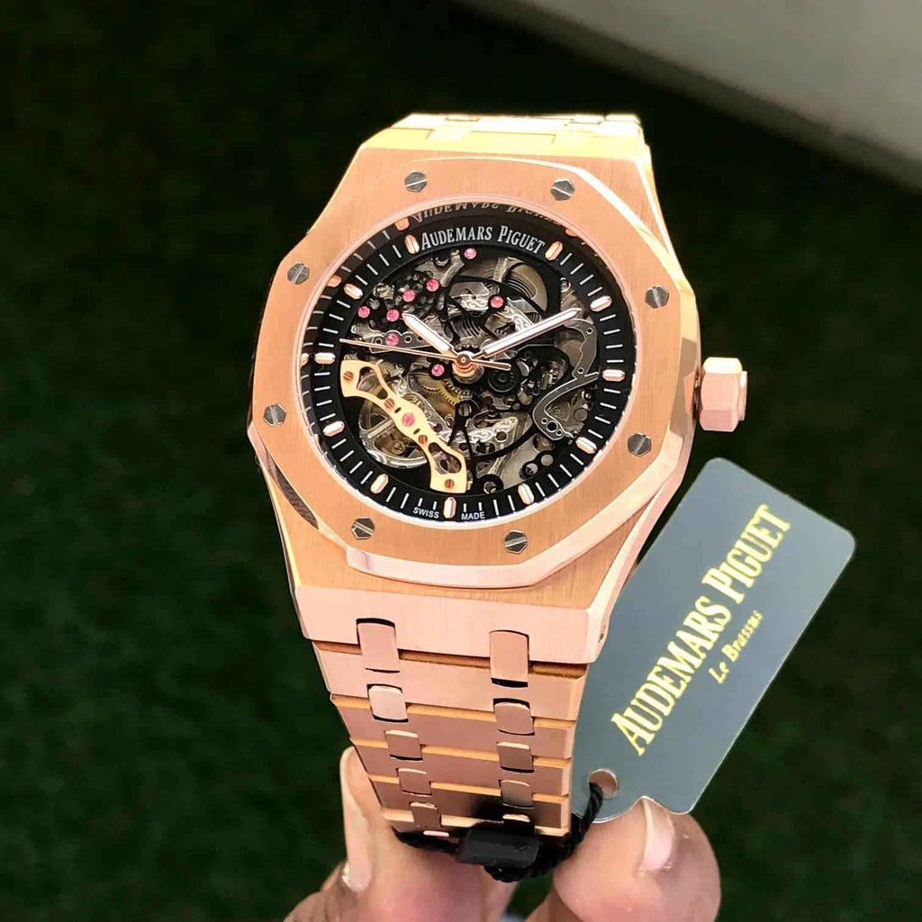 Audemars Piguet Royal Oak Rose Gold 41mm Double Balance Wheel Openwork Skeleton Dial Automatic Men’s Watch