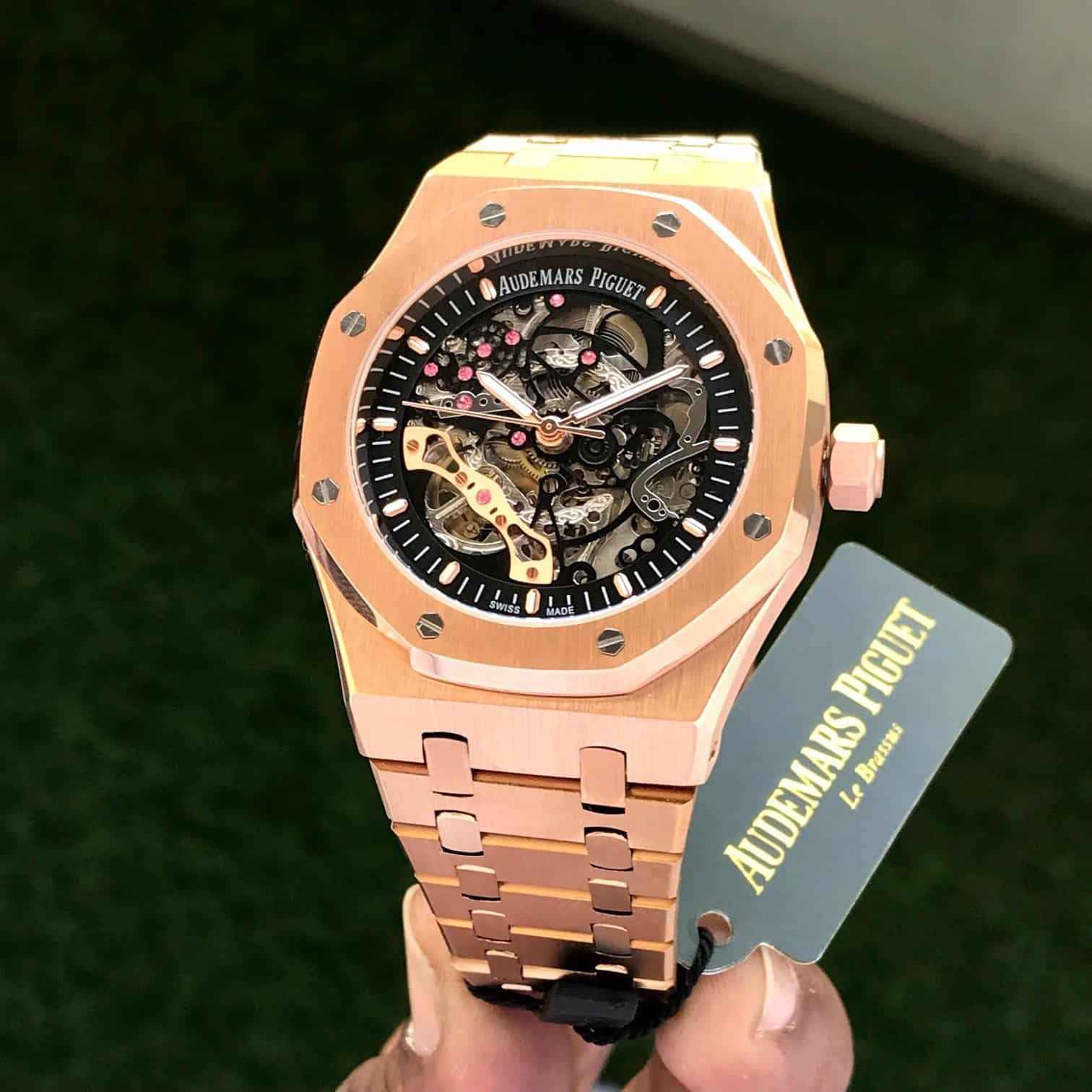 Audemars Piguet Royal Oak Rose Gold 41mm Double Balance Wheel Openwork Skeleton Dial Automatic Men’s Watch