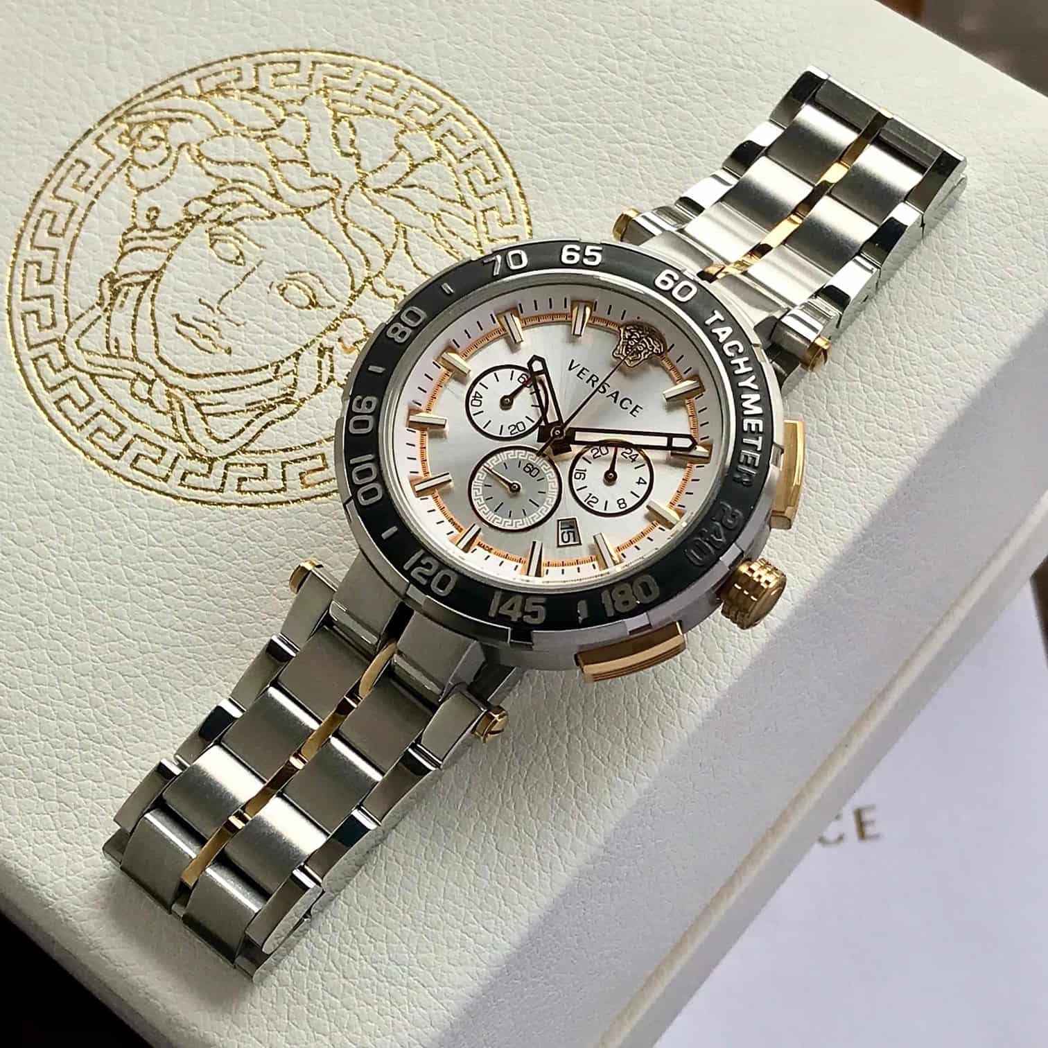 Versace Essential Black Dial VEK400621 Stainless Steel Analogue Watch For Mens