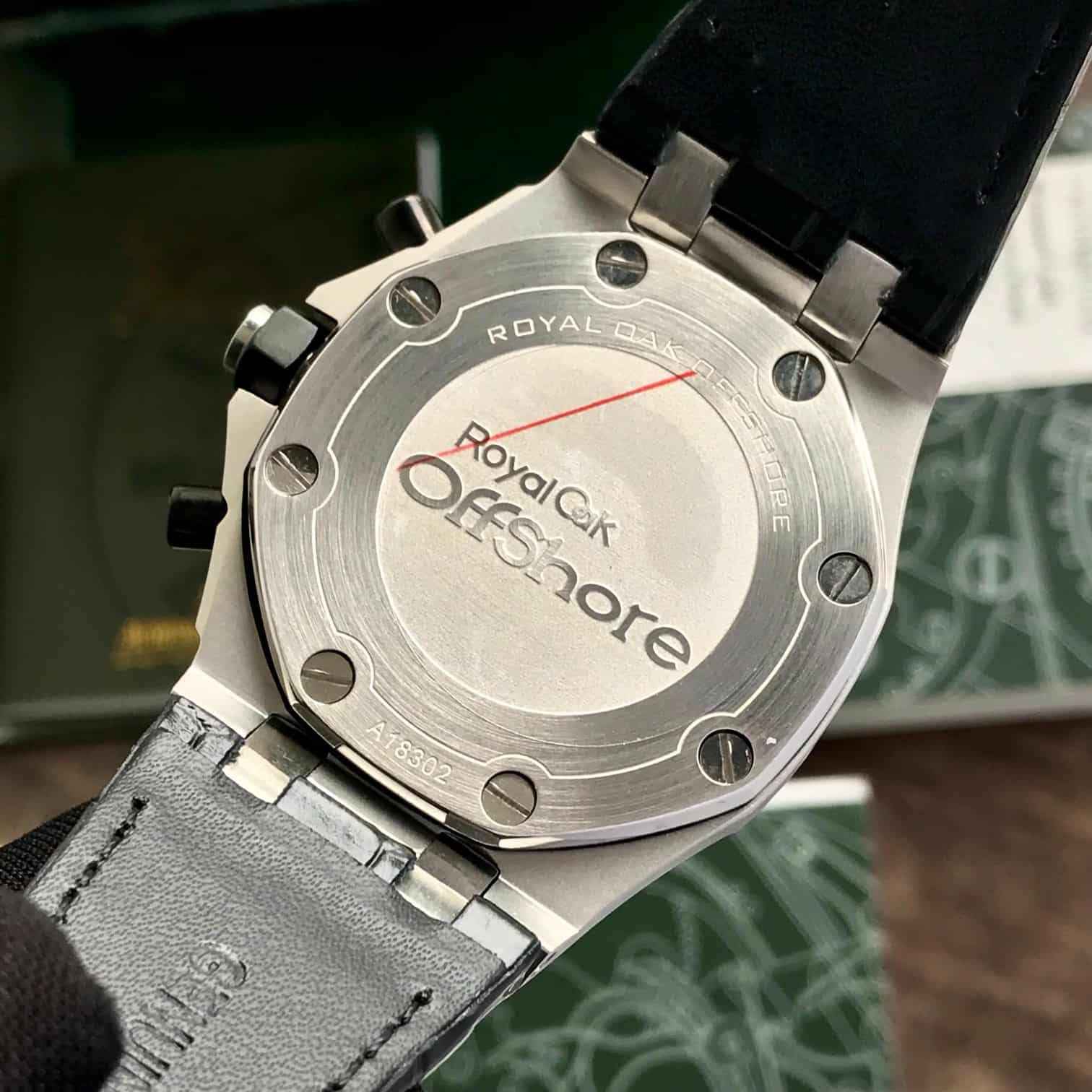 Audemars Piguet Offshore Chronograph Watch with Black Leather Strap and White Dial for Men - Therealtime