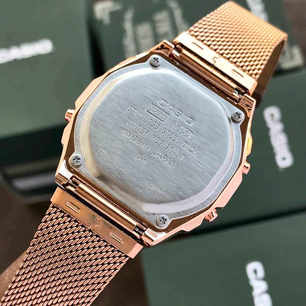 Casio Vintage Gold A700WM-7ADF Digital Dial Stainless Steel Mesh Band - Therealtime