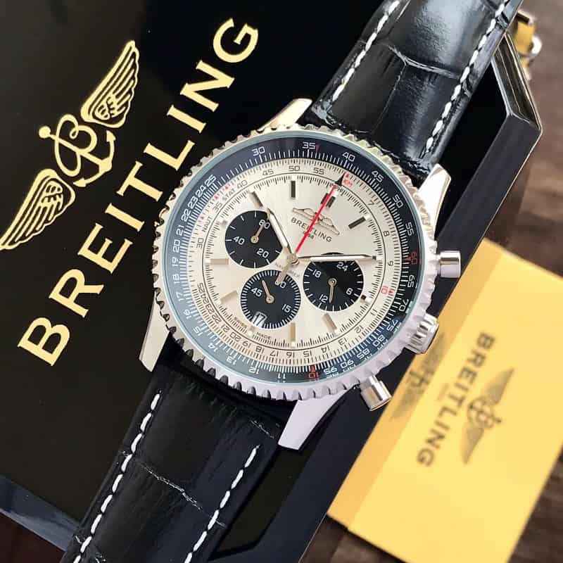 Breitling Navitimer B01 Chronograph Grey Dial Black Leather Strap Men’s Watch
