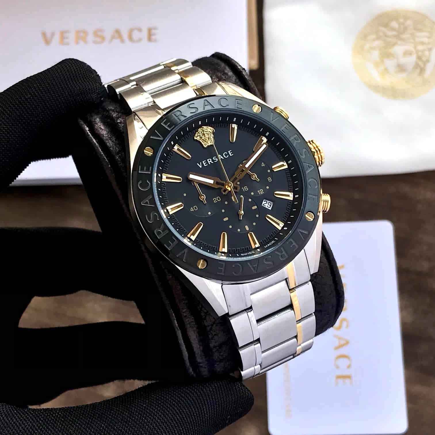 VERSACE Male Black Stainless Steel Chronograph Watch VEHB00619