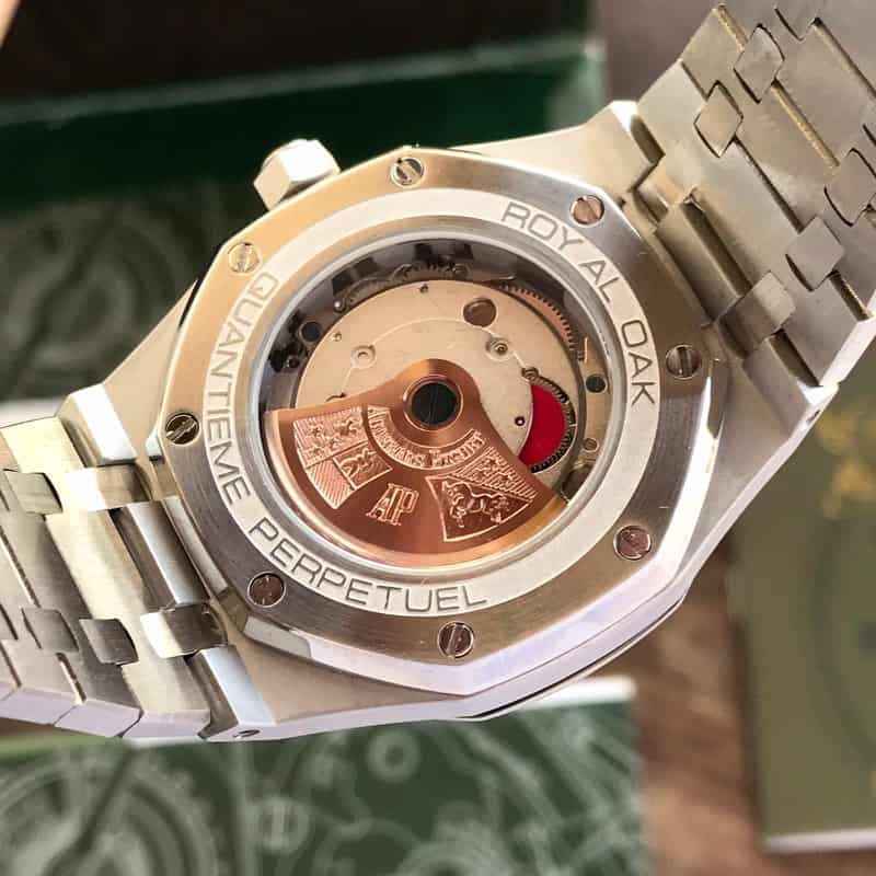 Audemars Piguet Perpetual Calendar Open Worked Silver Green Dial Automatic Mens Watch - Therealtime