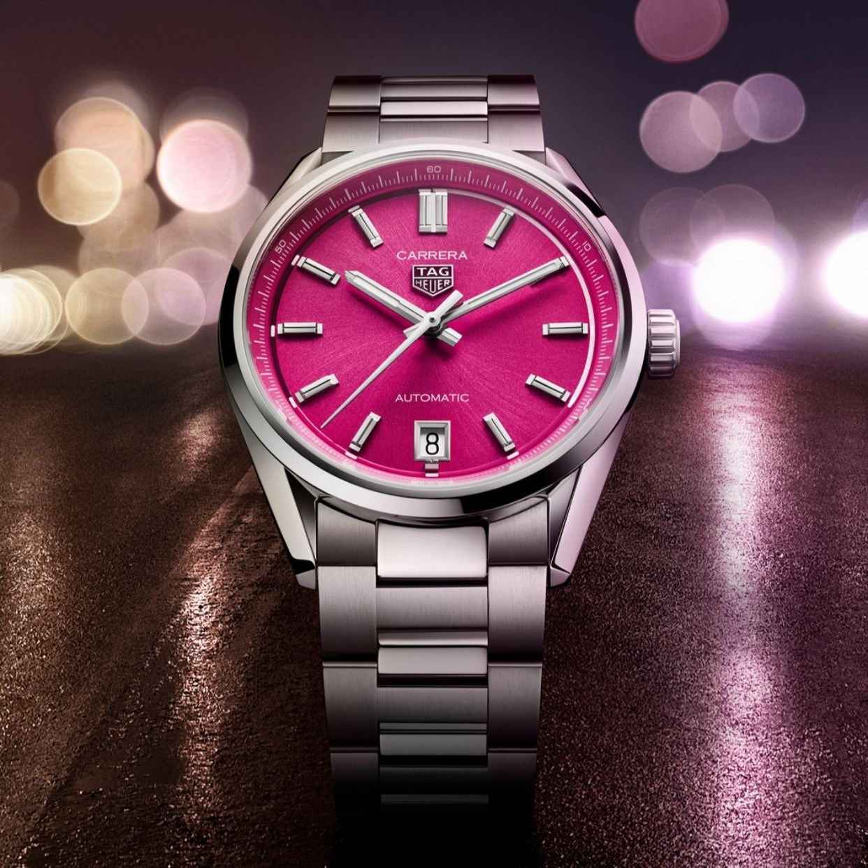 Tag Heuer Grand Carrera Stainless Steel Pink Dial Automatic Watch For Women’s