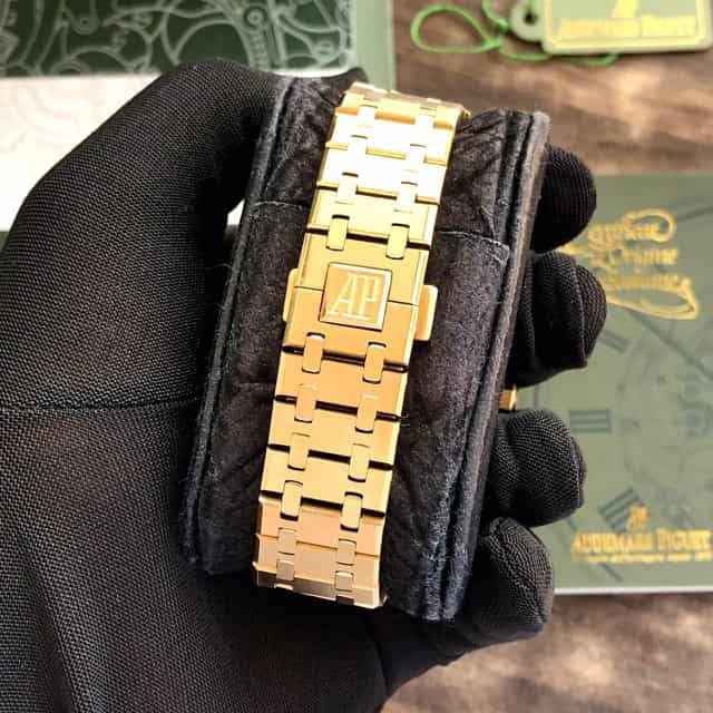 Audemars Piguet Royal Oak Double Balance Wheel Open worked Full Gold Skeleton Dial Automatic Mens Watch - Therealtime