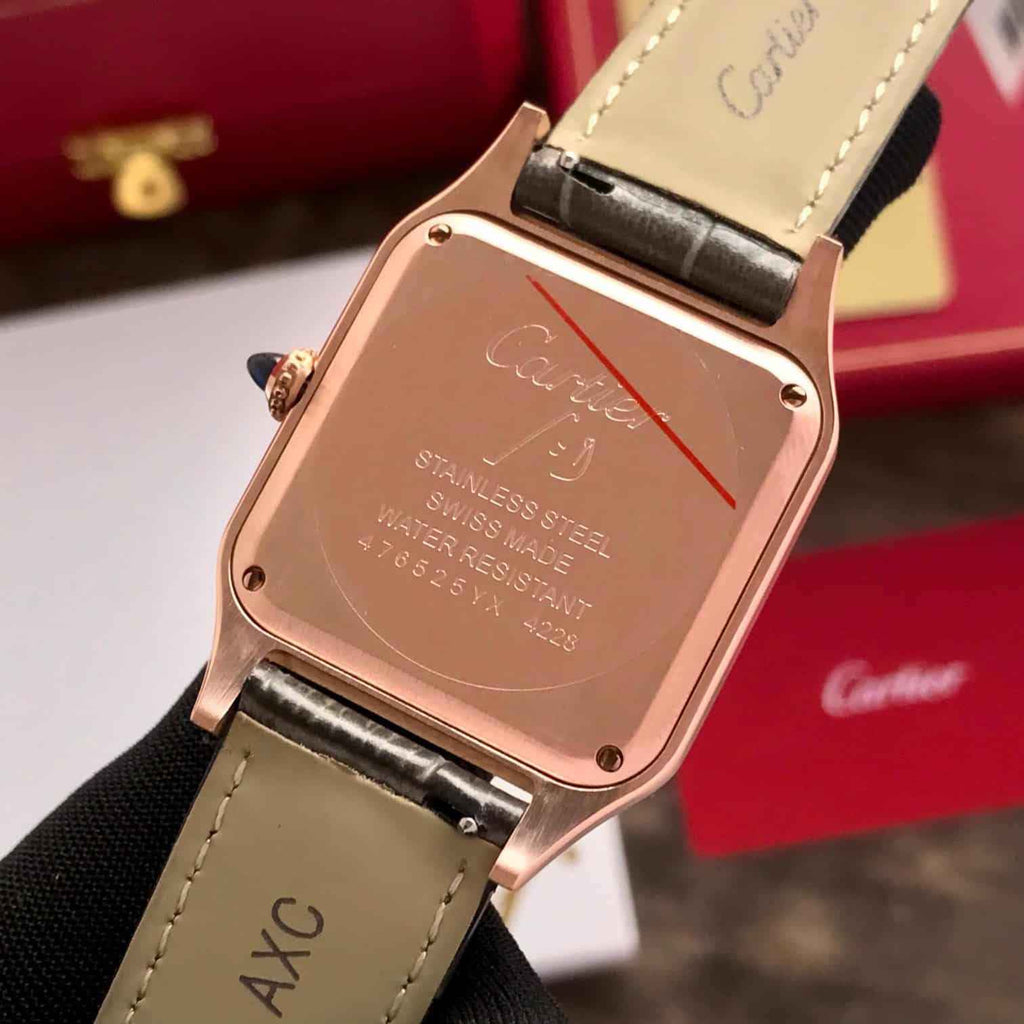 Cartier De Santos Dumont Premium RoseGold White Dial Unisex Watch - Therealtime