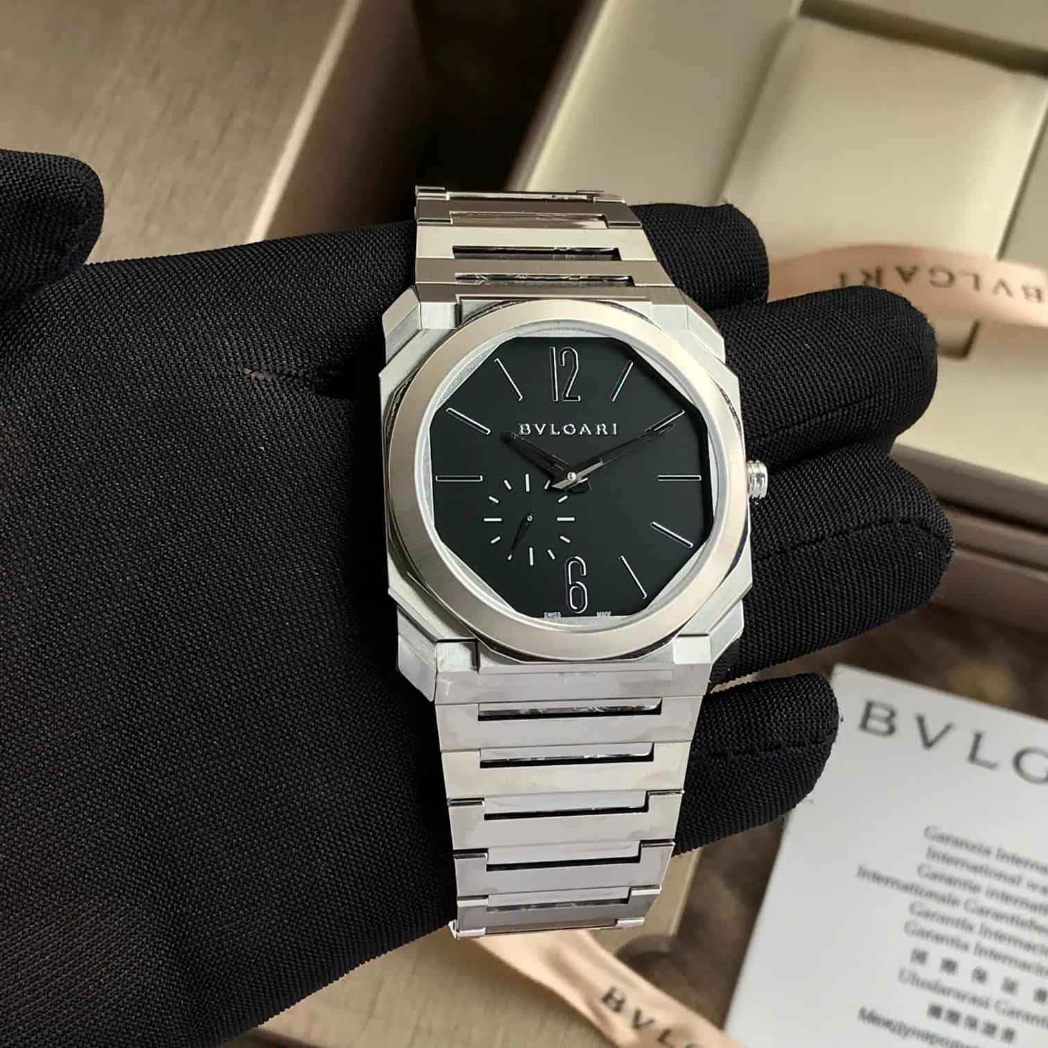 Bvlgari Octo Finissimo Silver Black Pure Swiss ETA Automatic Machinery Slim Men’s Watch