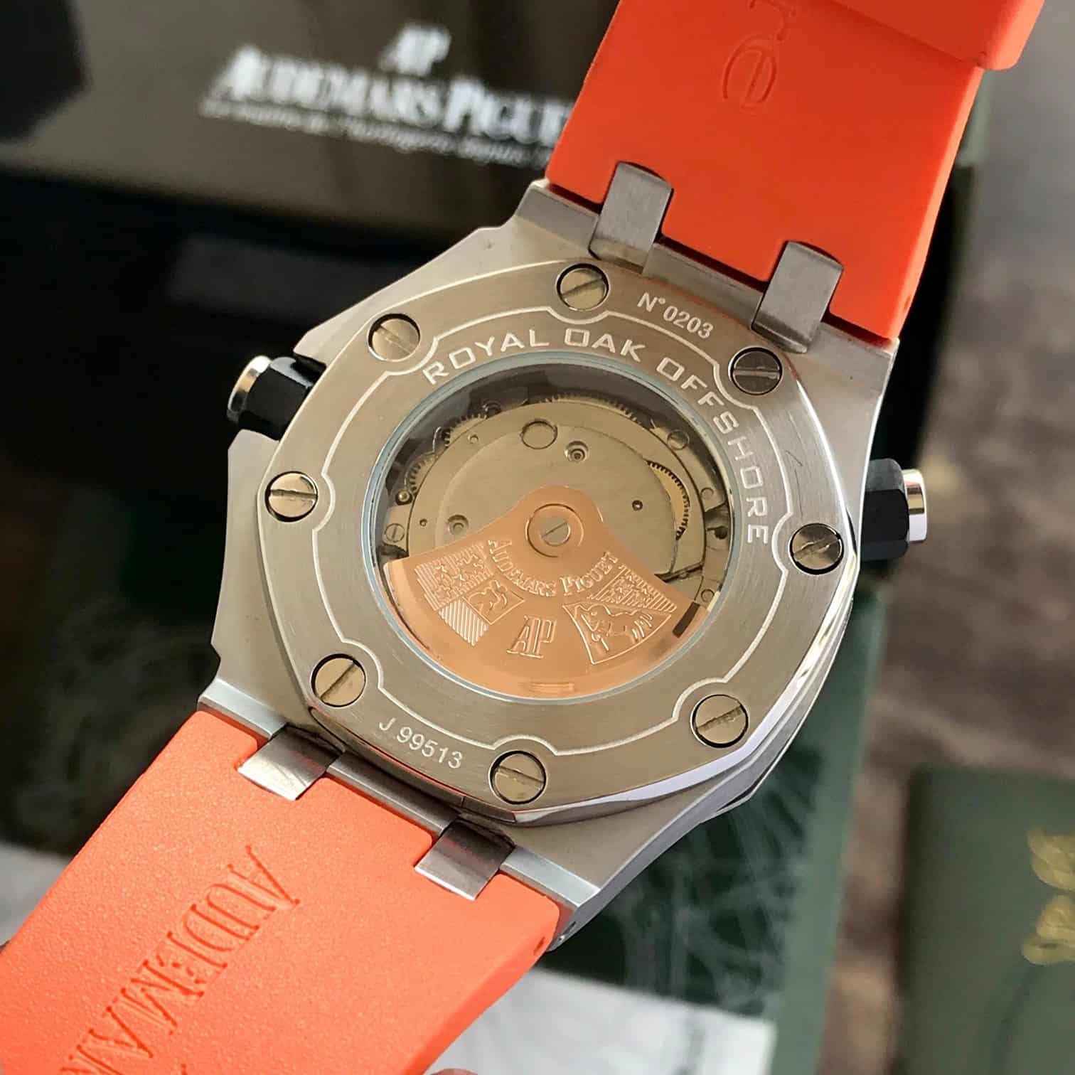 Audemars Piguet Royal Oak Offshore Stainless Steel Orange Dial Automatic Mens Watch - Therealtime