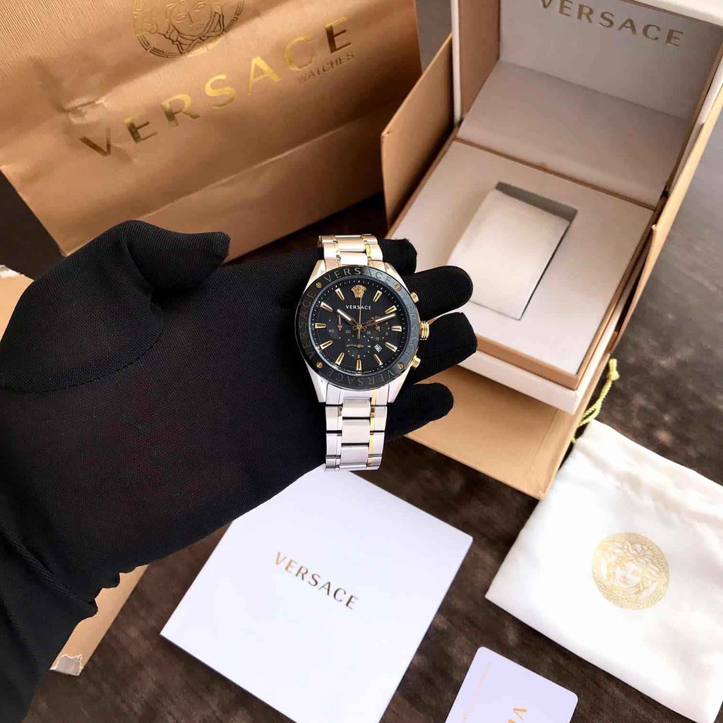 VERSACE Male Black Stainless Steel Chronograph Watch VEHB00619